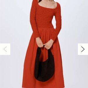 Anthropologie Red Long Sleeve Dress
